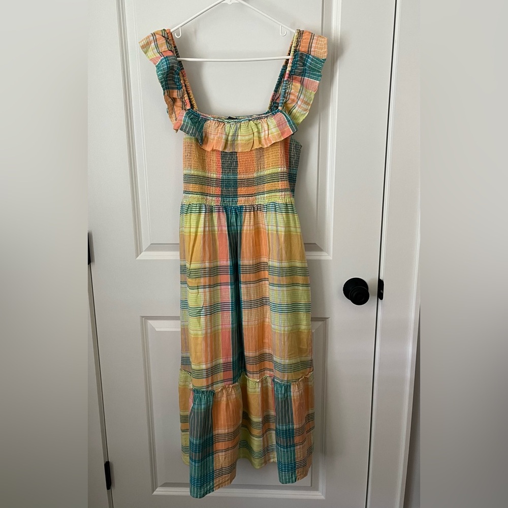 LIKE NEW! Vineyard Vines Lemon Tart 🍋 Plaid Midi Dress; size SMALL